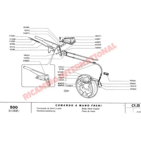 Handbrake Return Spring - Classic Fiat 500 126 - Brakes