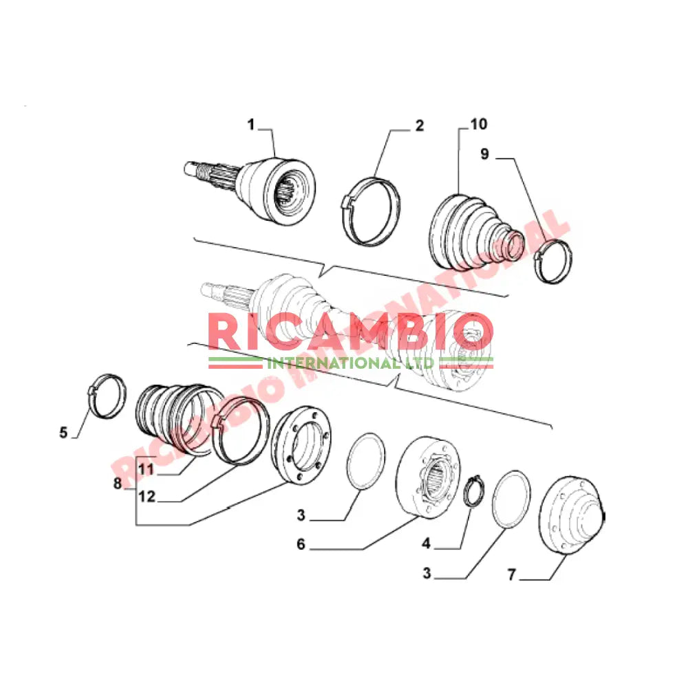 Inner Drive Shaft Boot Kit- Fiat Barchetta,Coupe Lancia Delta Integrale Thema - Service Items