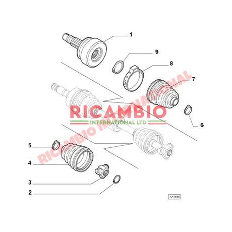 Inner Drive Shaft Boot Kit - Fiat New 500 & Abarth New Panda Stilo Idea Punto,Doblo - Rubber Boots and Gaiters