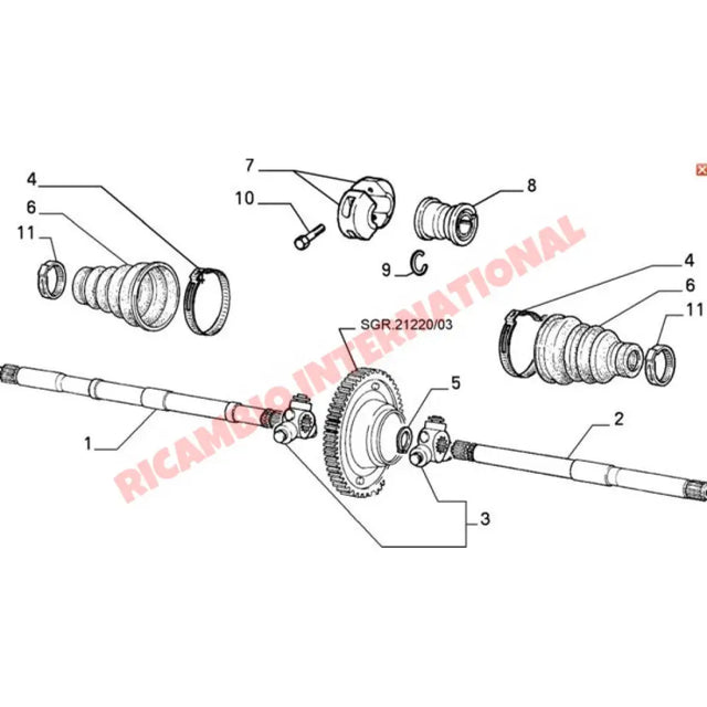 Inner Drive Shaft Boot Kit - Fiat Punto MK1 Cinquecento Seicento Uno - Rubber Boots and Gaiters