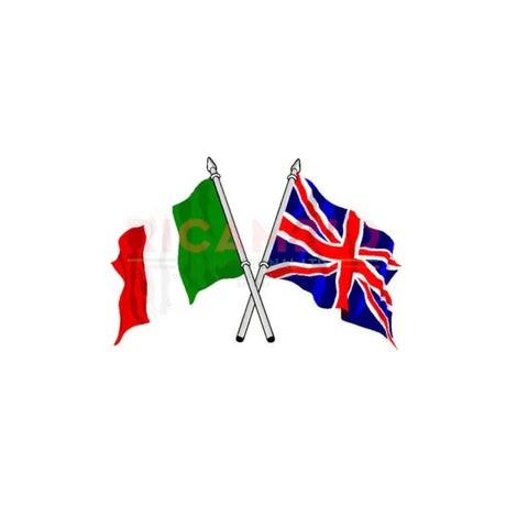 Italian/British Chequered Flag Sticker - Italian British - Stickers & Badges
