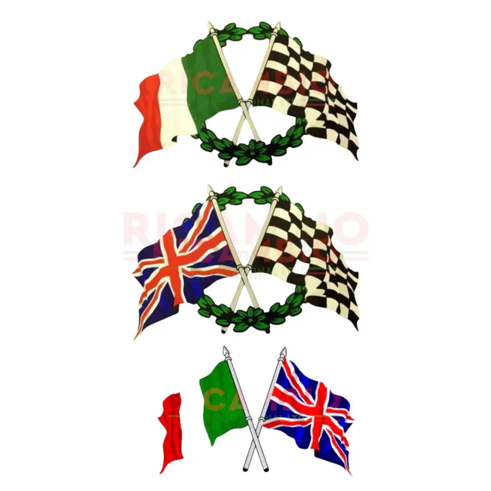 Italian/British Chequered Flag Sticker - Stickers & Badges