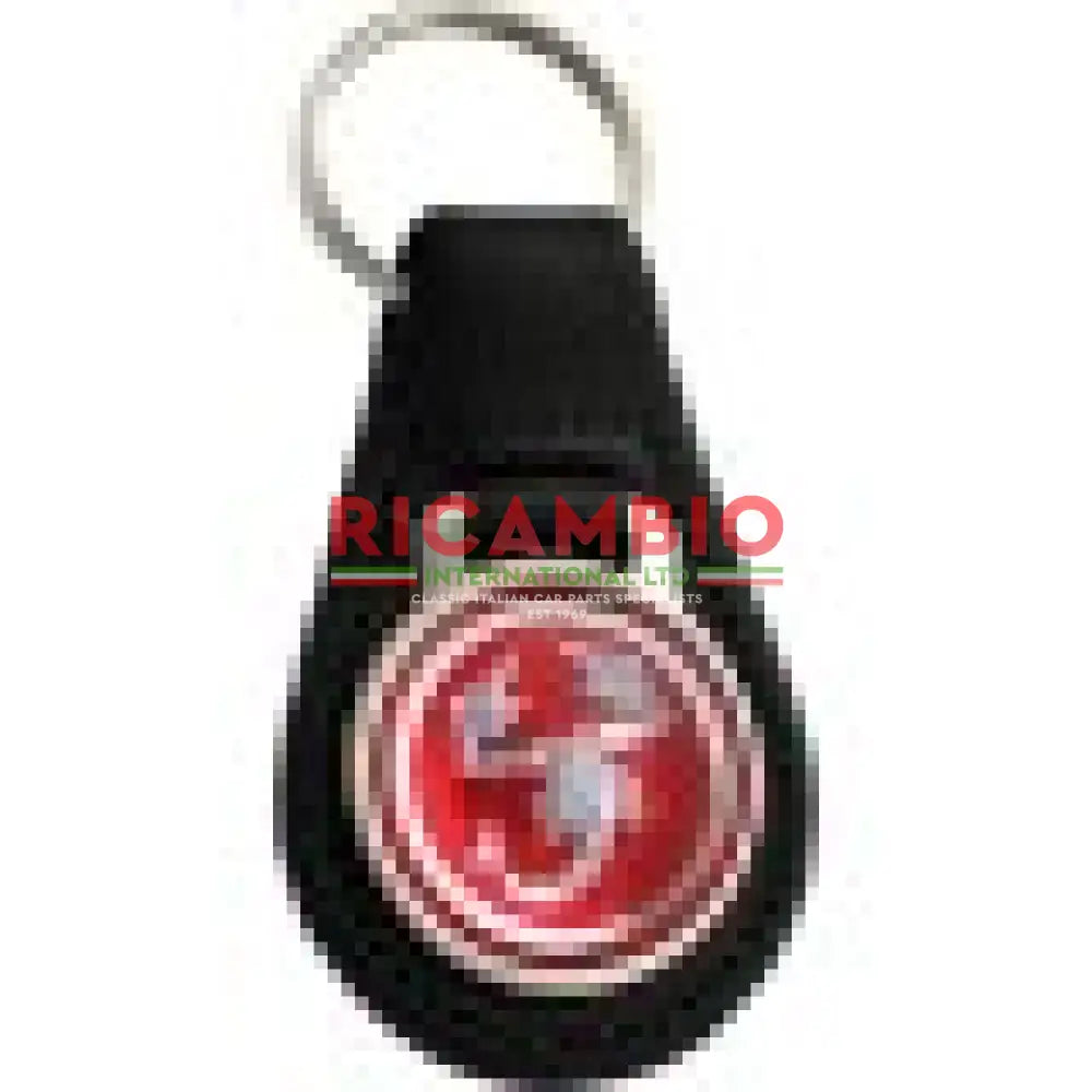 Keyring Black Leather Keyfob - Red Abarth - Toys - Gifts & Novelty Items