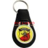 Keyring Black Leather Keyfob - Yellow Abarth - Toys - Gifts & Novelty Items