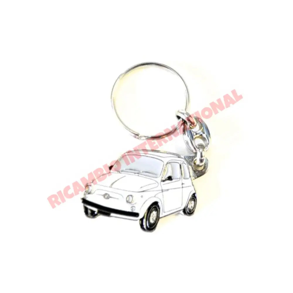 Keyring Metal ’Fiat 500’ - Classic Fiat 500 - White - General Maintenance - Consumables & Leasure