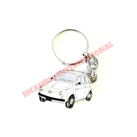 Keyring Metal ’Fiat 500’ - Classic Fiat 500 - White - General Maintenance - Consumables & Leasure