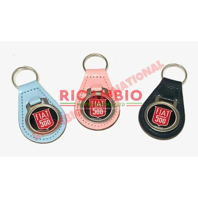 Keyring Navy Blue Leather Key Fob - Classic Fiat 500 - Classic Fiat 500 Parts & Spares