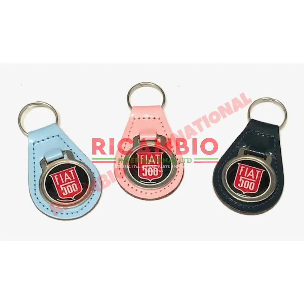 Keyring Pink Leather Key Fob - Classic Fiat 500 - Classic Fiat 500 Parts & Spares