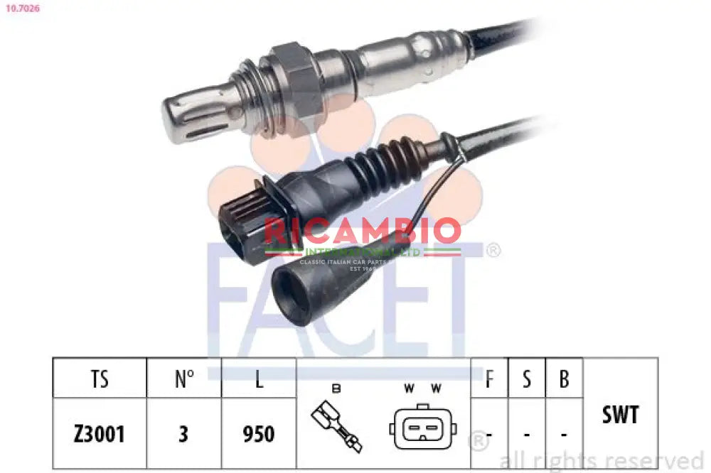 Lambda Oxygen Sensor - Classic Fiat Panda Uno,Coupe,Tipo Lancia Thema,Delta,Dedra,Y10