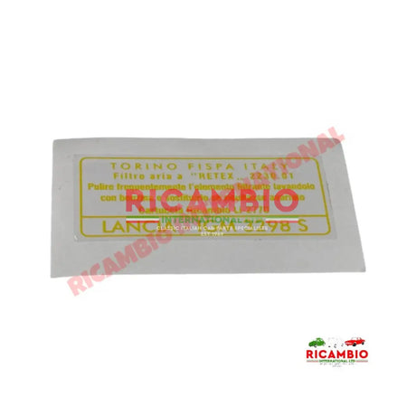 LANCIA IGM FISPA 3298 S Air Filter Sticker - Stickers & Badges