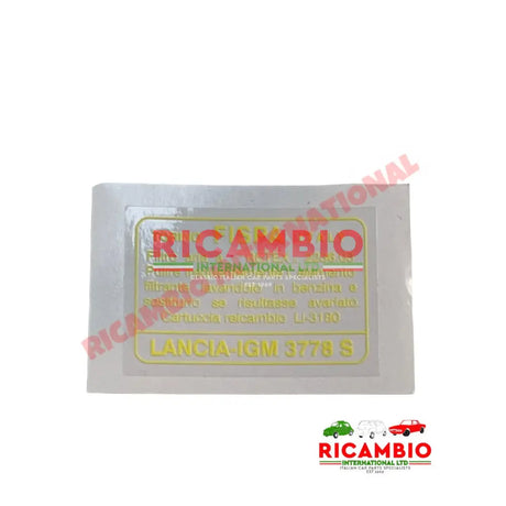 LANCIA IGM FISPA 3778 S Air Filter Sticker - Badges & Emblems