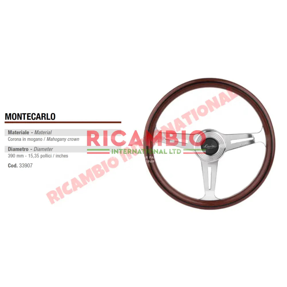 Luisi ’Montecarlo’ Mahogany Wooden Steering Wheel - Fiat Lancia Alfa Romeo - Steering