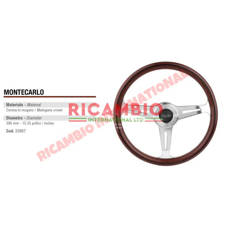 Luisi ’Montecarlo’ Mahogany Wooden Steering Wheel - Fiat Lancia Alfa Romeo - Steering