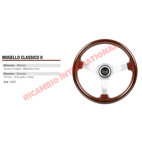 Luisi ’Mugello Classico’ Mahogany Wooden Steering Wheel - Fiat Lancia Alfa Romeo - Steering