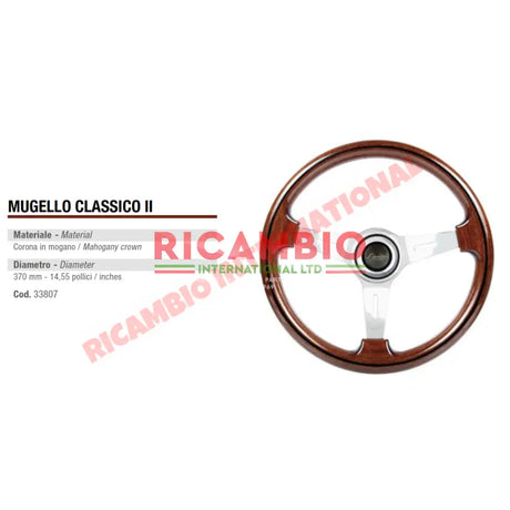 Luisi ’Mugello Classico’ Mahogany Wooden Steering Wheel - Fiat Lancia Alfa Romeo - Steering