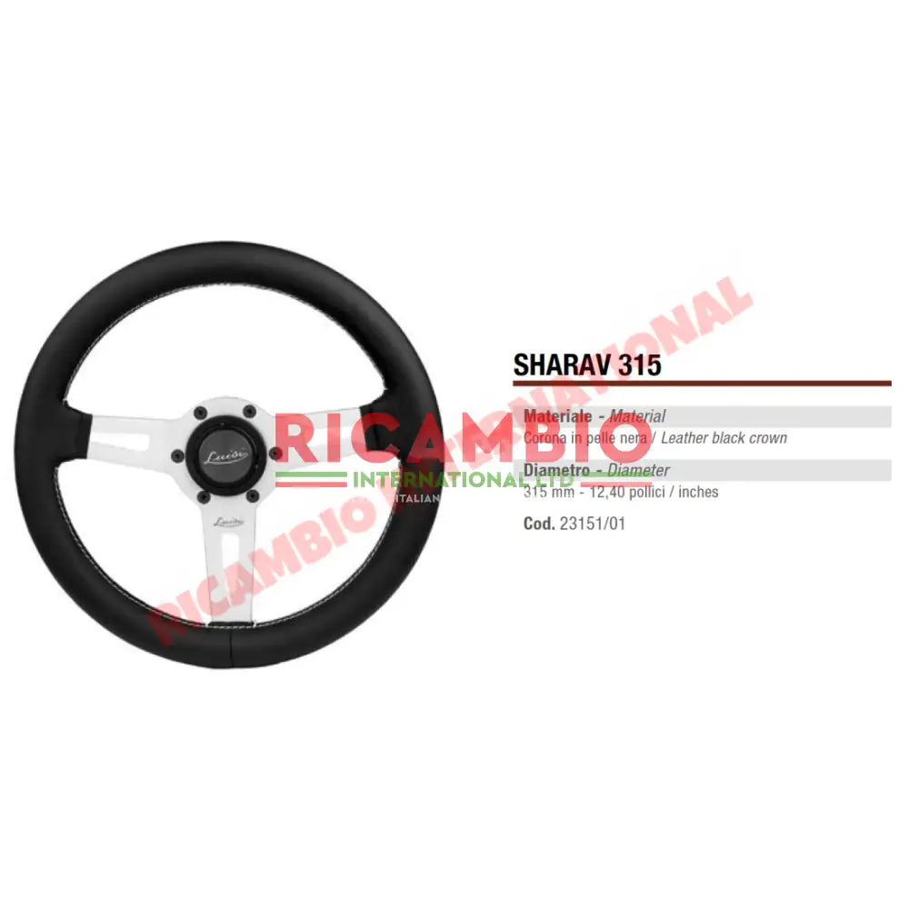Luisi ’Sharav 315’ Black Leather Steering Wheel - Fiat Lancia Alfa Romeo - Steering