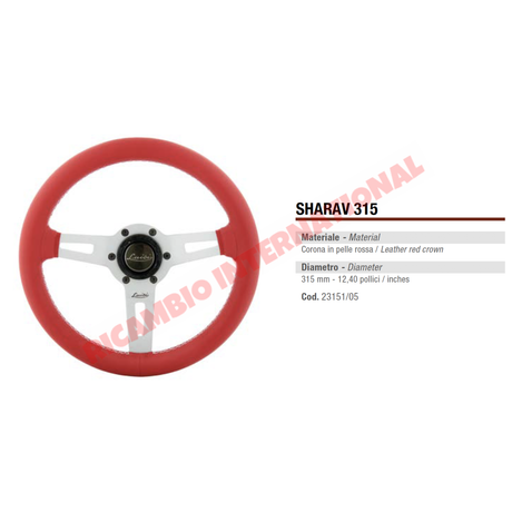 Luisi ’Sharav 315’ Red Leather Steering Wheel - Fiat Lancia Alfa Romeo - Steering