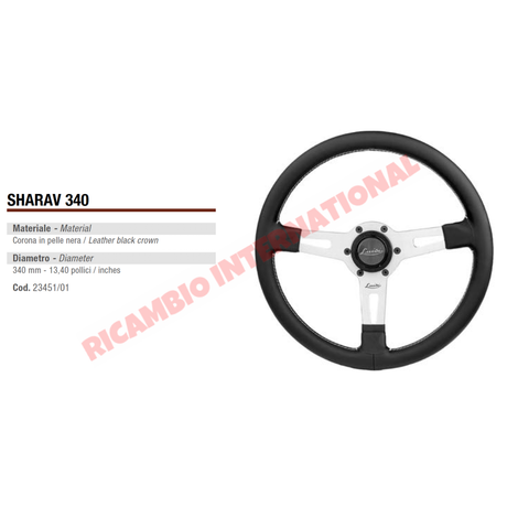 Luisi ’Sharav 340’ Black Leather Steering Wheel - Fiat Lancia Alfa Romeo - Steering
