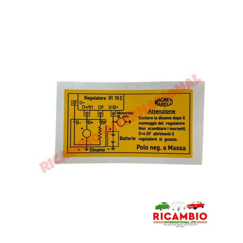 Magneti Marelli Voltage Regulator IR 19E Sticker – Ricambio ...