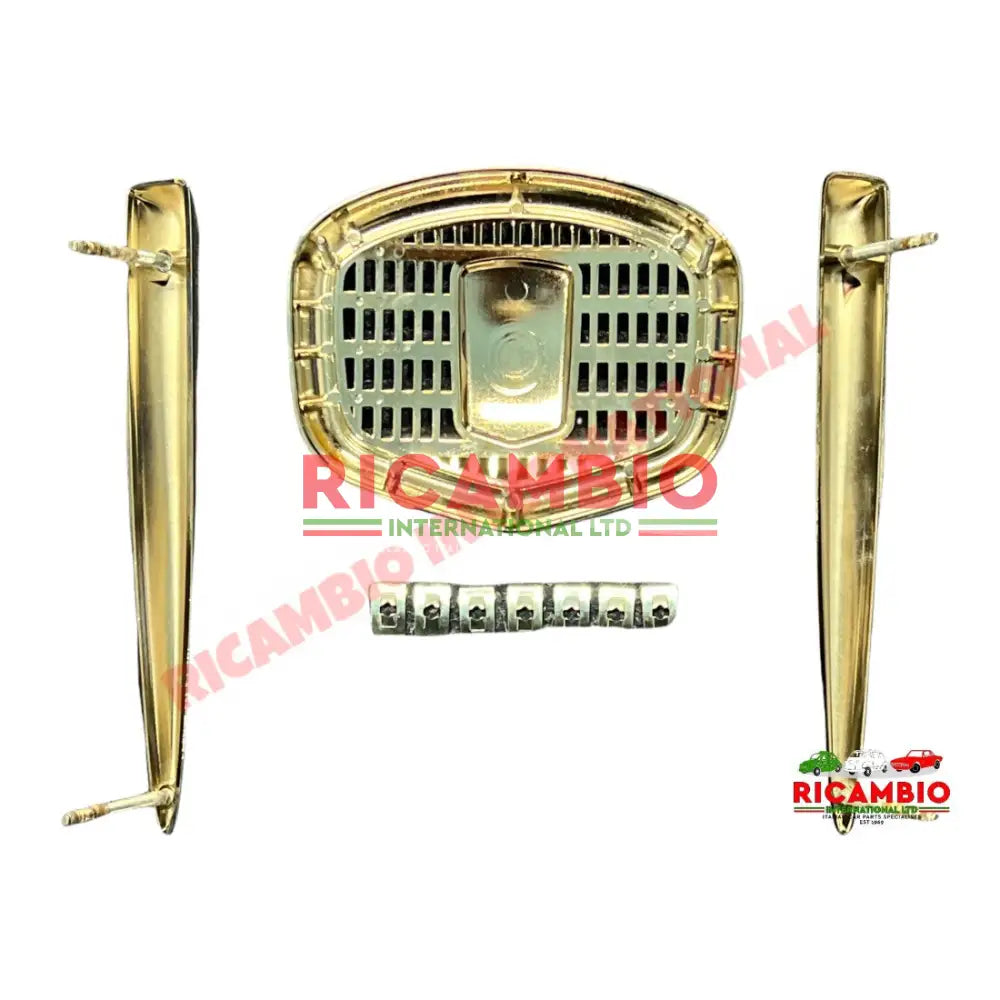 Metal Chrome Front Badge Grille & Clips - Classic Fiat 500 - Exterior Parts and Trim
