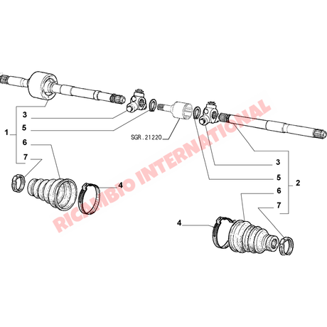 N/S Left Hand Drive Shaft & Tripod Bearing - Fiat Seicento Sporting - Steering - Shaft & Suspension