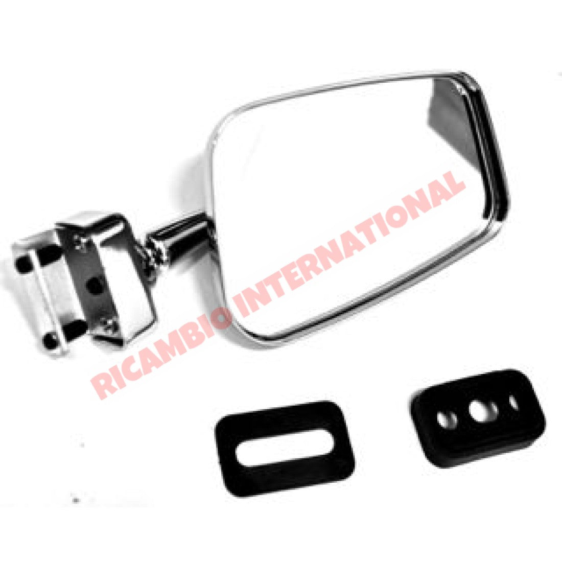 N/S Left Chrome Rectangle Mirror (Clip-on) - Classic Fiat 500 126 600 - Mirrors