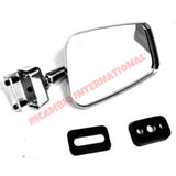 N/S Left Chrome Rectangle Mirror (Clip-on) - Classic Fiat 500 126 600 - Mirrors