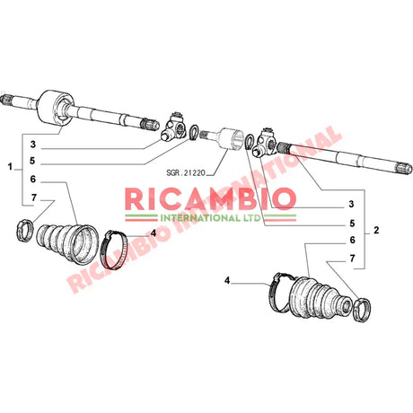 N/S Left Hand Drive Shaft & Spider Bearing - Fiat Seicento - Steering - Shaft & Suspension