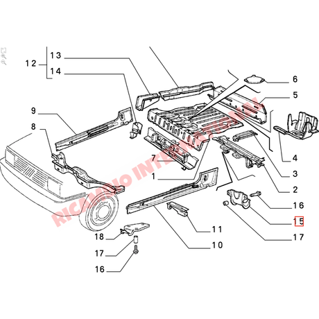 N/S Left Hand Floor Cross Member Bracket - Classic Fiat Panda Lancia Y10 - Body Panels