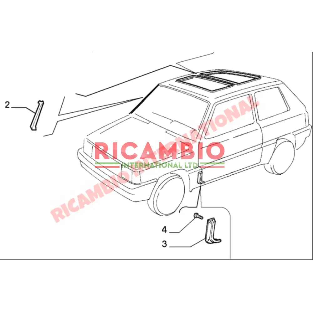 N/S Left Hand Front Carpet Trim & Screws (25mm fitting) - Classic Fiat Panda - Accessories & Interior Parts