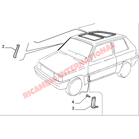 N/S Left Hand Front Carpet Trim & Screws (50mm fitting) - Classic Fiat Panda - Accessories & Interior Parts