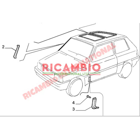 N/S Left Hand Front Carpet Trim & Screws (50mm fitting) - Classic Fiat Panda - Accessories & Interior Parts