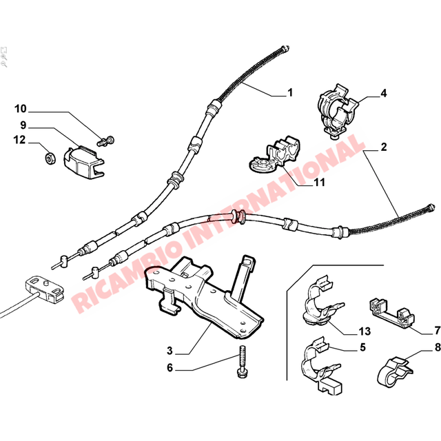 N/S Left Hand Handbrake Cable - Fiat Coupe all models - Brake Parts and Components