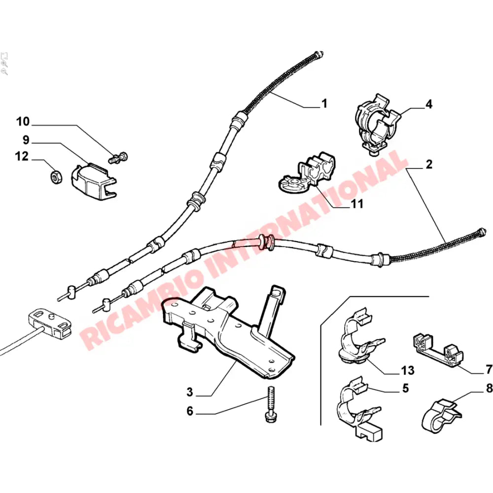 N/S Left Hand Handbrake Cable - Fiat Coupe all models - Brake Parts and Components