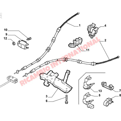 N/S Left Hand Handbrake Cable - Fiat Coupe all models - Brake Parts and Components