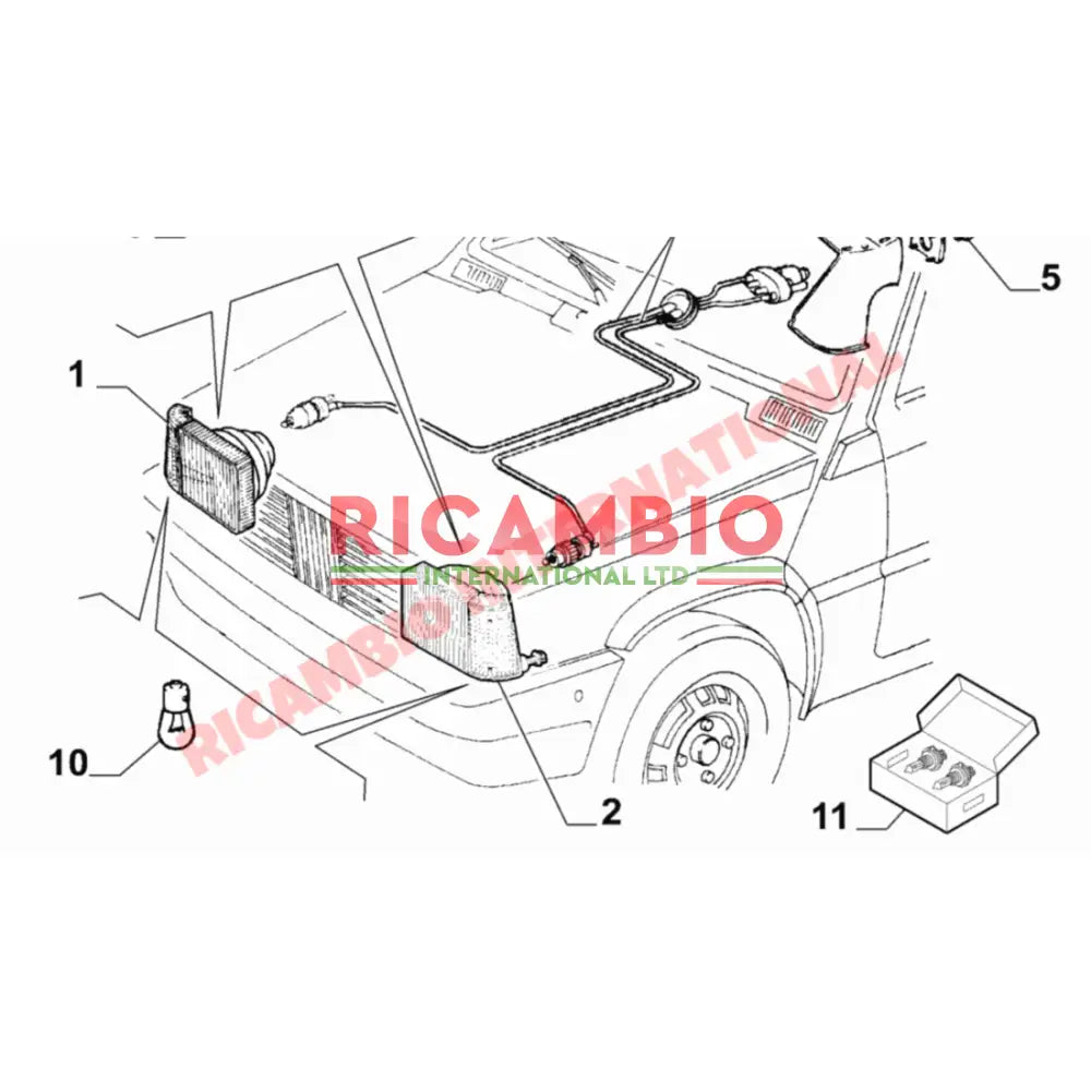 N/S Left Hand Head Lamp H4 with Amber Indicator (LHD) - Classic Fiat Panda - Lighting