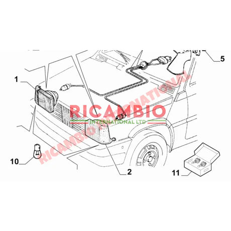 N/S Left Hand Head Lamp H4 with Amber Indicator (LHD) - Classic Fiat Panda - Lighting