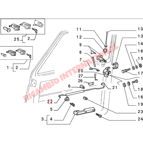 N/S Left Hand Inner Door Opening Handle (BLACK) - Classic Fiat Panda - Accessories & Interior Parts