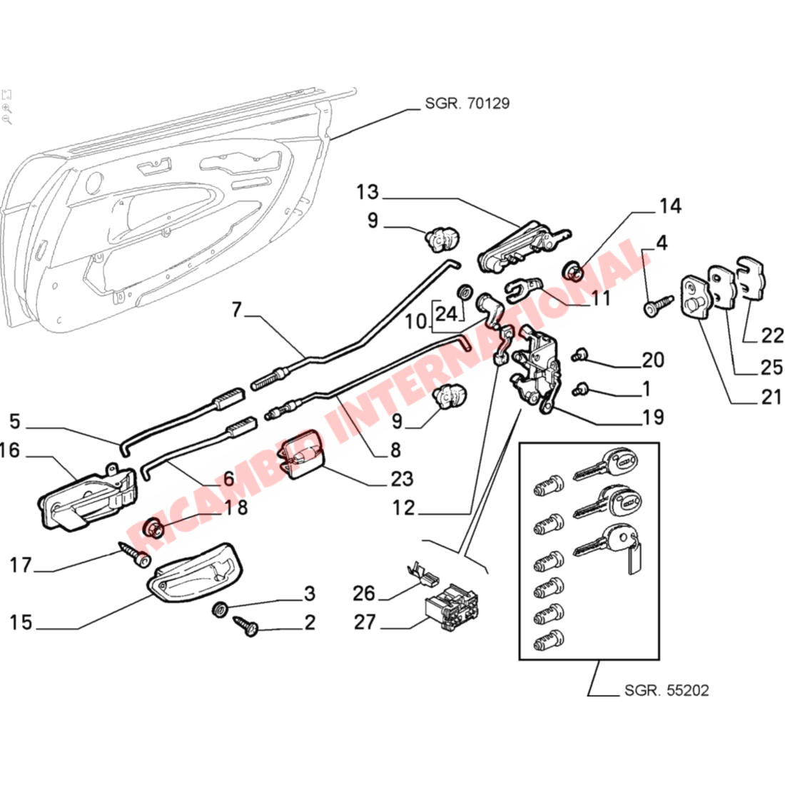 N/S Left Hand Outer Door Handle - Fiat Barchetta - Barchetta