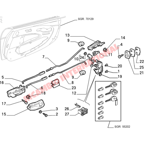 N/S Left Hand Outer Door Handle - Fiat Barchetta - Barchetta