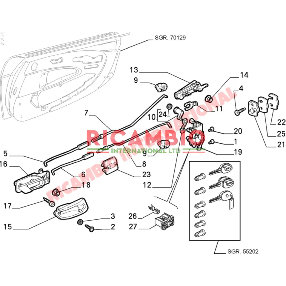 N/S Left Hand Outer Door Handle - Fiat Barchetta - Barchetta