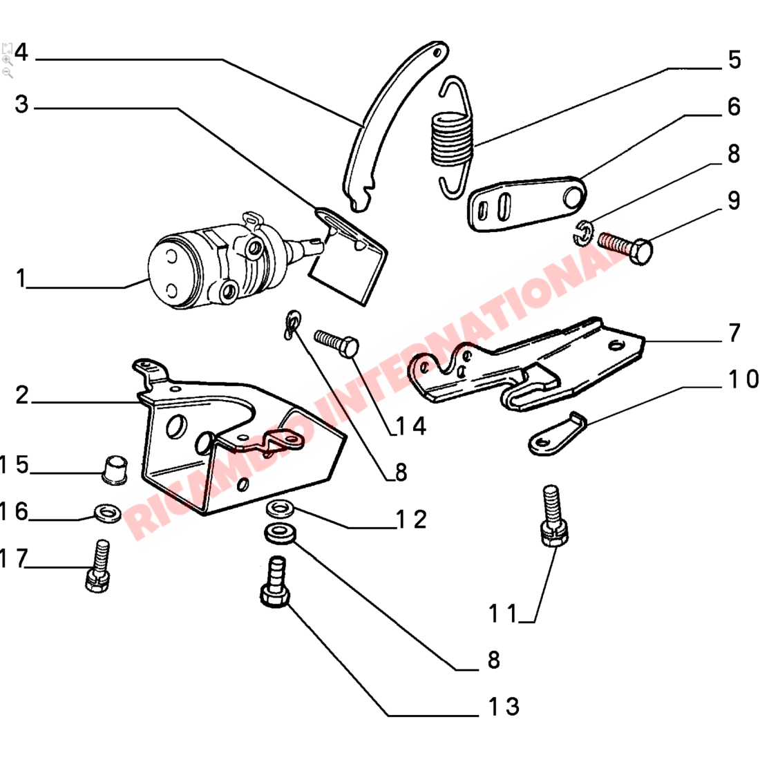 N/S Left Hand Rear Brake Compensator & Spring - Fiat Uno all models - Brake Parts and Components