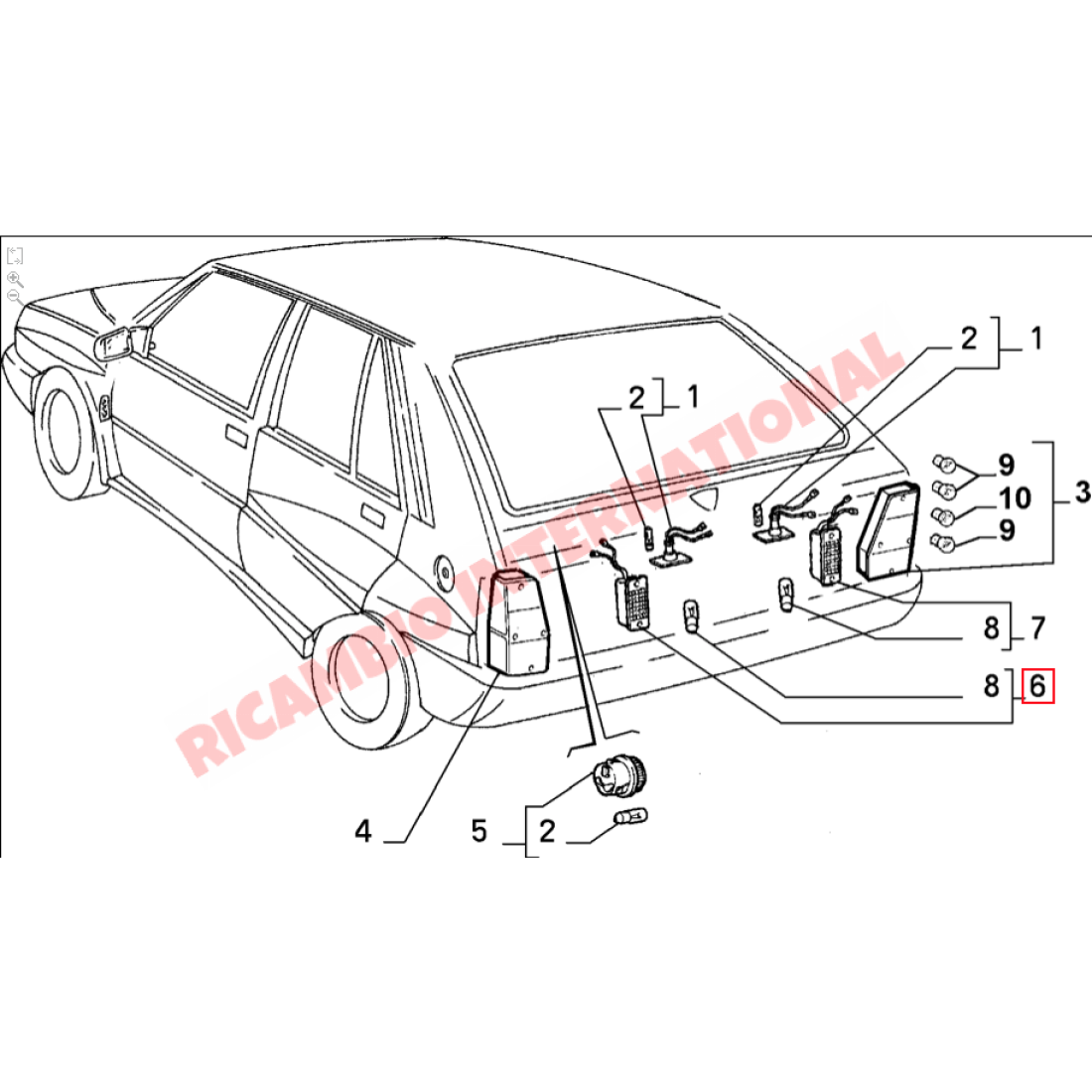 N/S Left Hand Rear Reverse Lamp - Lancia Delta Integrale - Lancia Delta Integrale