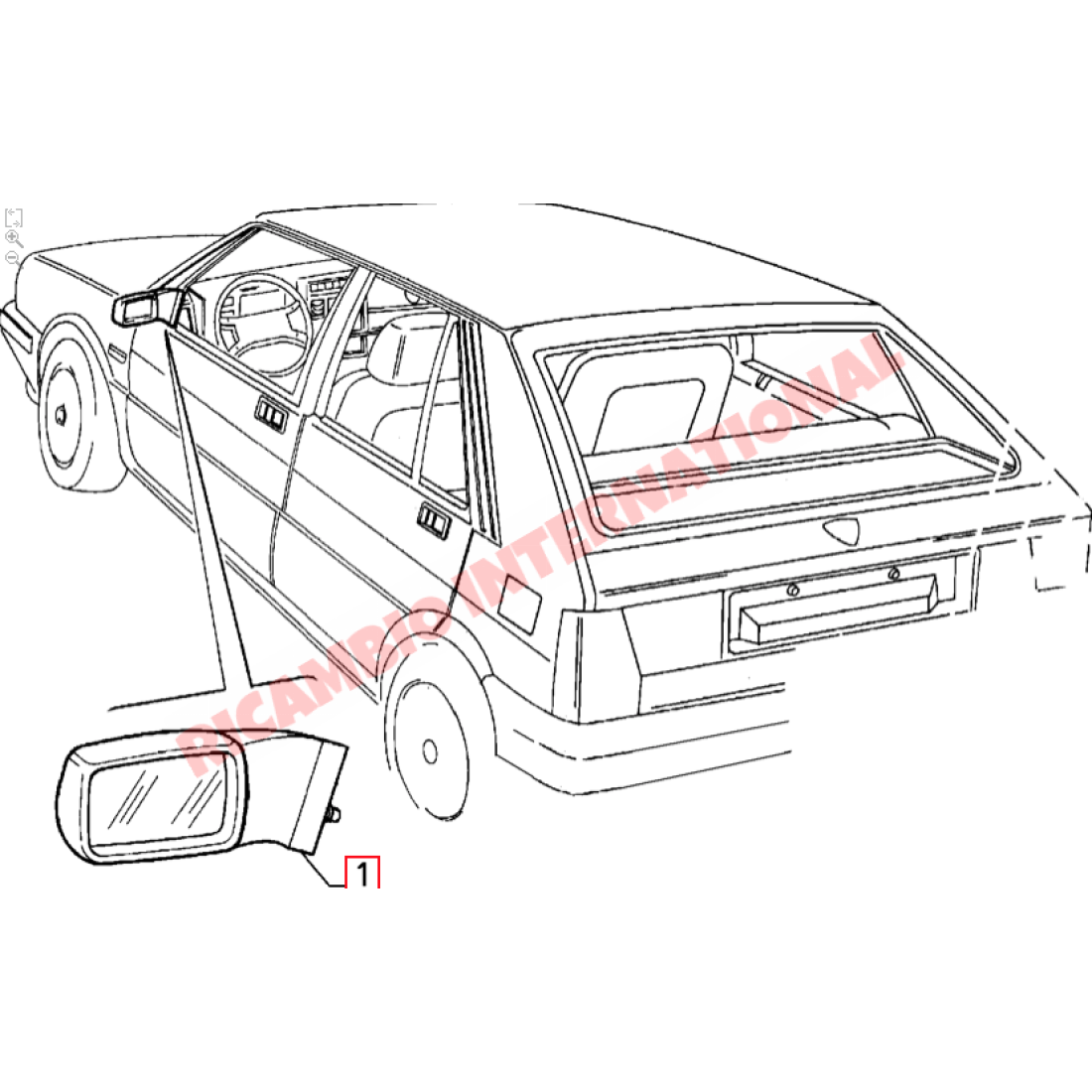 N/S Left Hand Rear View Mirror - Lancia Delta - Lancia Delta Integrale