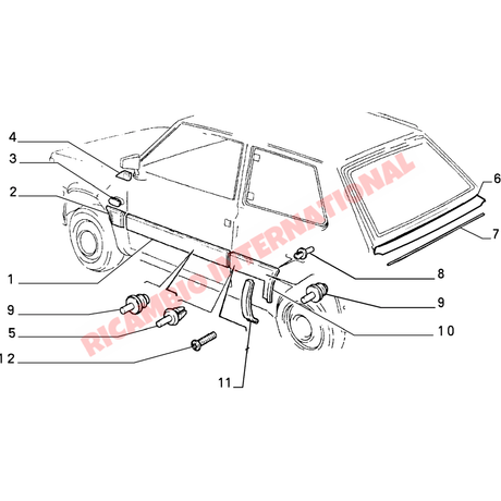 N/S Left Hand Rear Wheel Moulding & Clips - Classic Fiat Panda - Exterior Trim