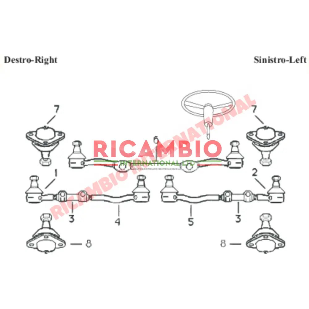 N/S Left Hand Steering Joint Assembly - Fiat 1300 1500 all early models - Steering