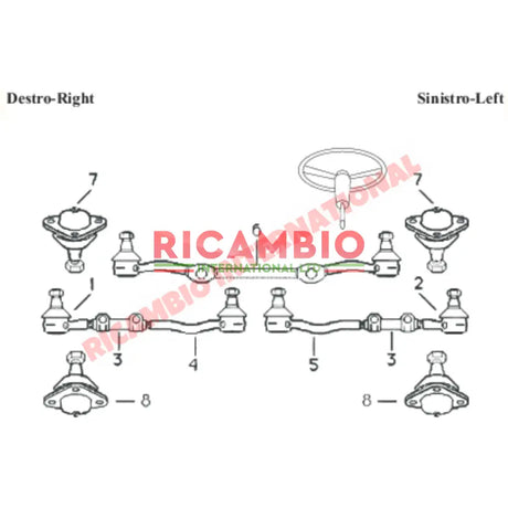 N/S Left Hand Steering Joint Assembly - Fiat 1300 1500 all early models - Steering