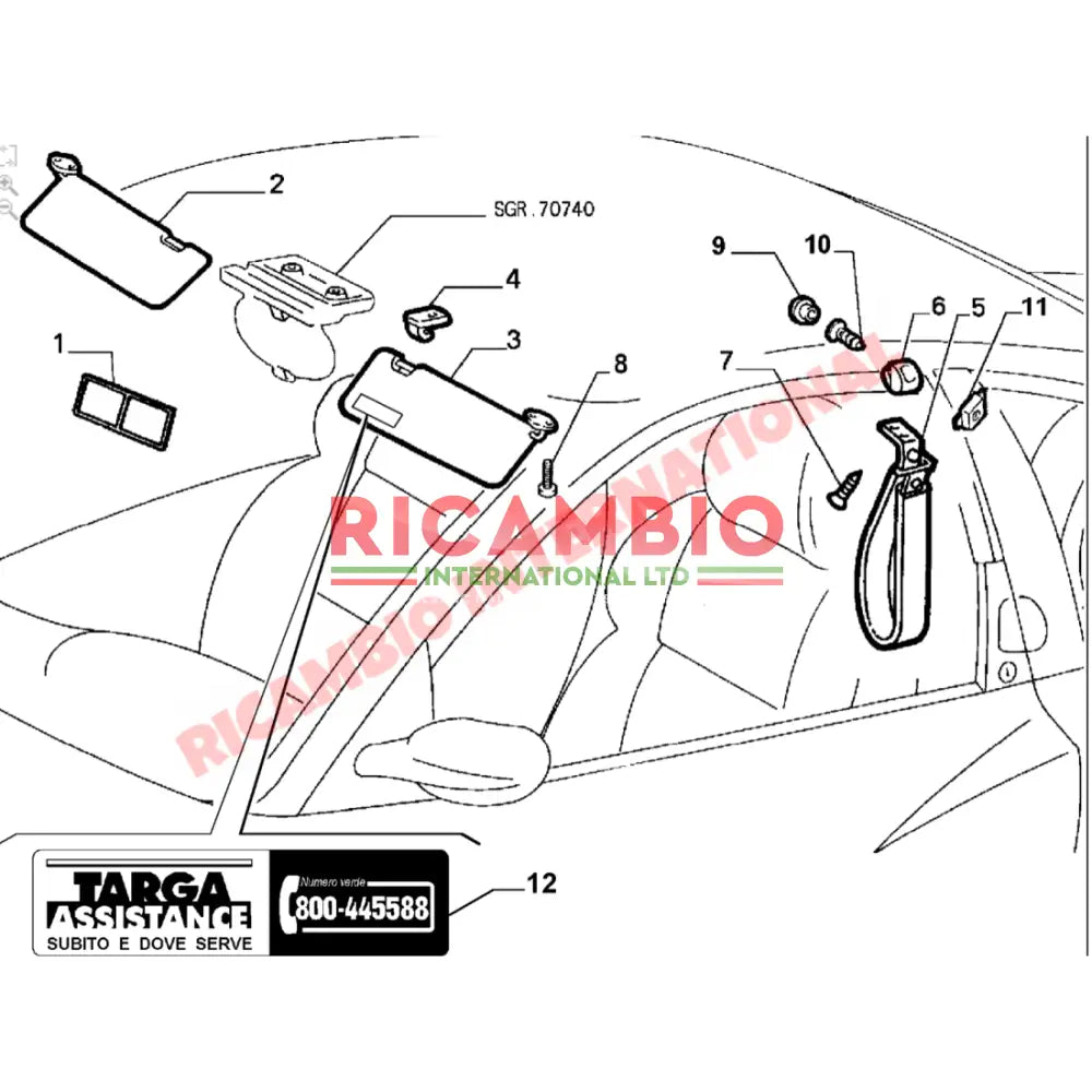 N/S Left Hand Sun Visor - Fiat Coupe - Coupe