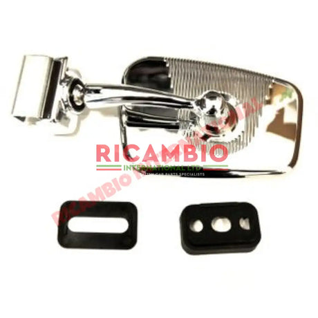 O/S Right Chrome Rectangle Mirror (Clip-on) - Classic Fiat 500 126 600 - Mirrors