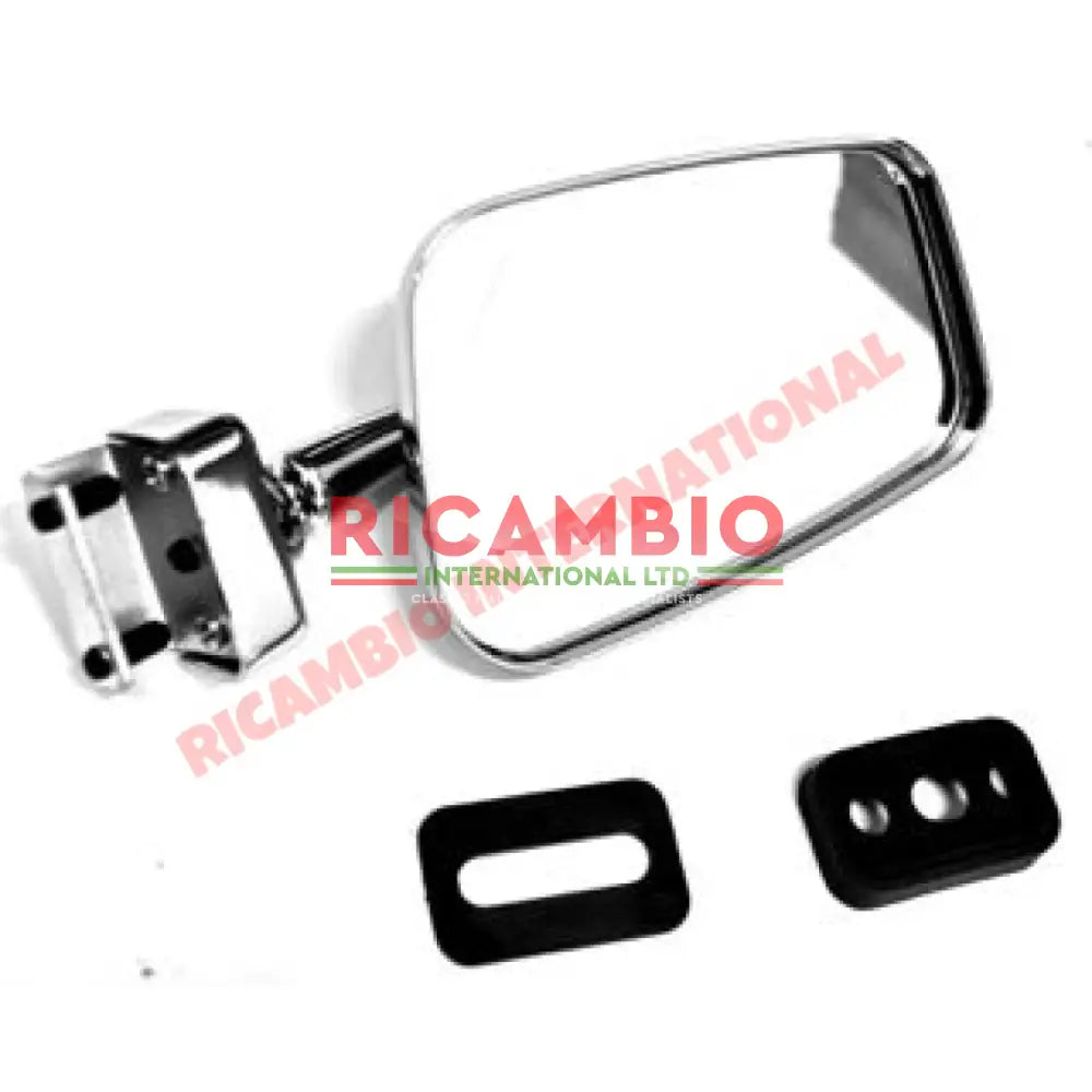 O/S Right Chrome Rectangle Mirror (Clip-on) - Classic Fiat 500 126 600 - Mirrors